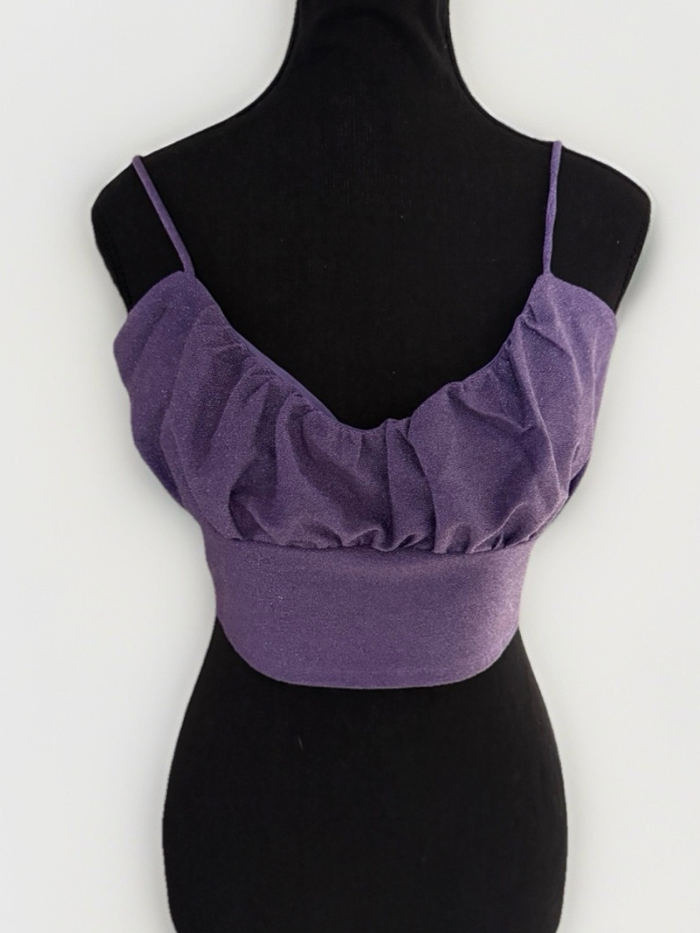 Wild Fable Purple Glitter Ruched Crop Top Size Large